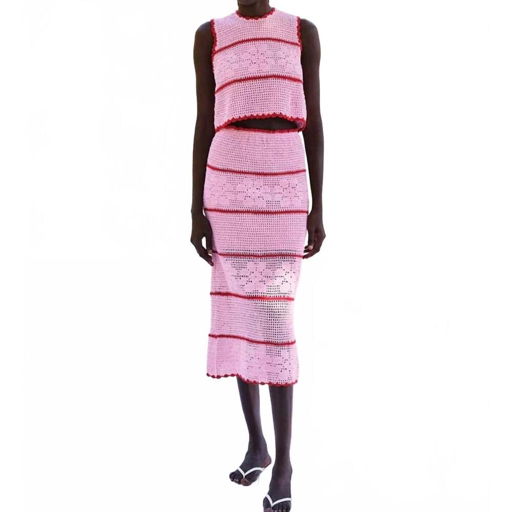 NEW SAYLOR fran skirt set in pink/ red